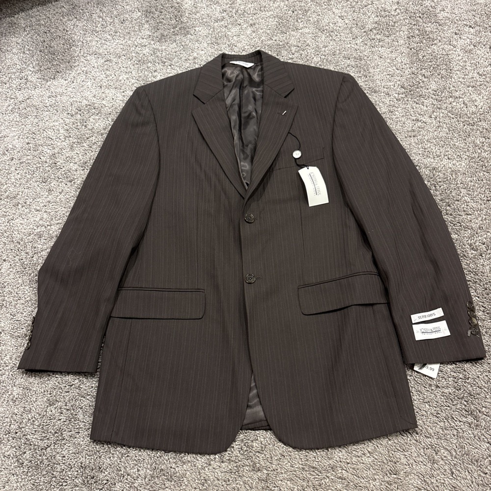 JOSEPH & FEISS Super 100's Wool Chalk Line Pin Striped Gray Blazer Size 37R $449